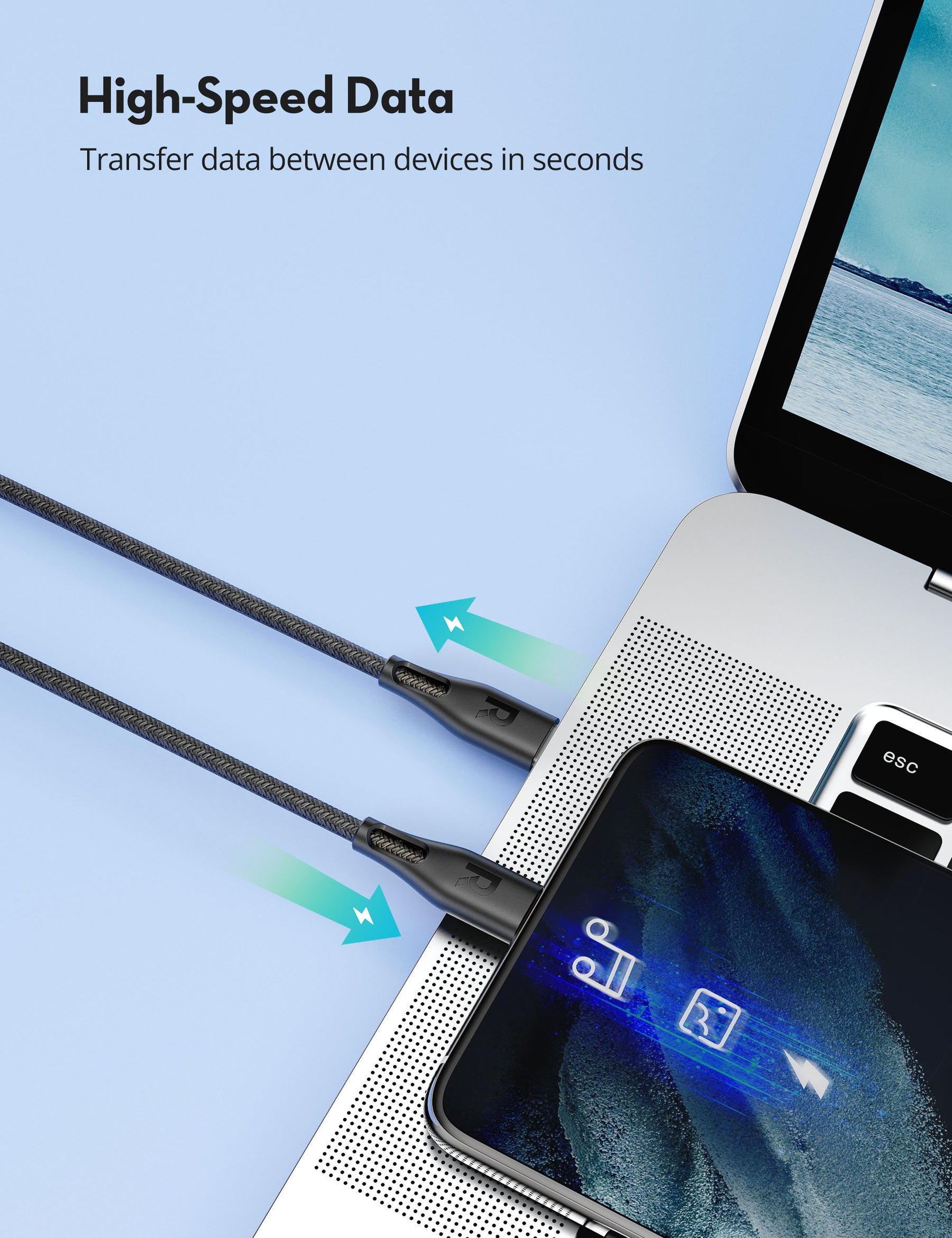 RAVPower USB C to C 60W Cable (3.9ft / 6.5ft Nylon Braid)