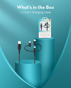 RAVPower RP-CB1033 3 in 1 cable Black A To Micro+type C+lightning