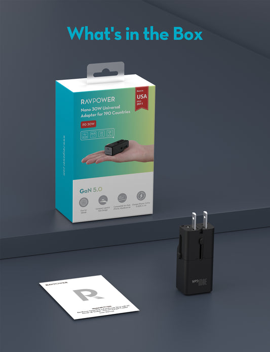 RAVPower RP-PC1060 Nano 30W Travel Adapter