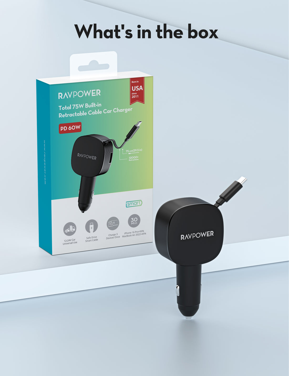 RAVPower RP-VC1021 Car Charger Included Items