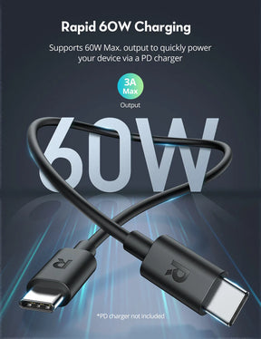 RAVPower 60W USB-C to USB-C Cable (6ft TPE )