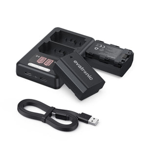 NP-FZ100 Evatronic BC004 Camera Battery Charger Set, 2-Pack 2040mAh Replacement Battery Kit