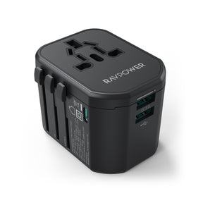 RAVPower RP-PC1033 GaN 20W Travel Adapter 4-Port PD Power Charger with 1 AC, 1 USB-C and 2 USB-A Ports