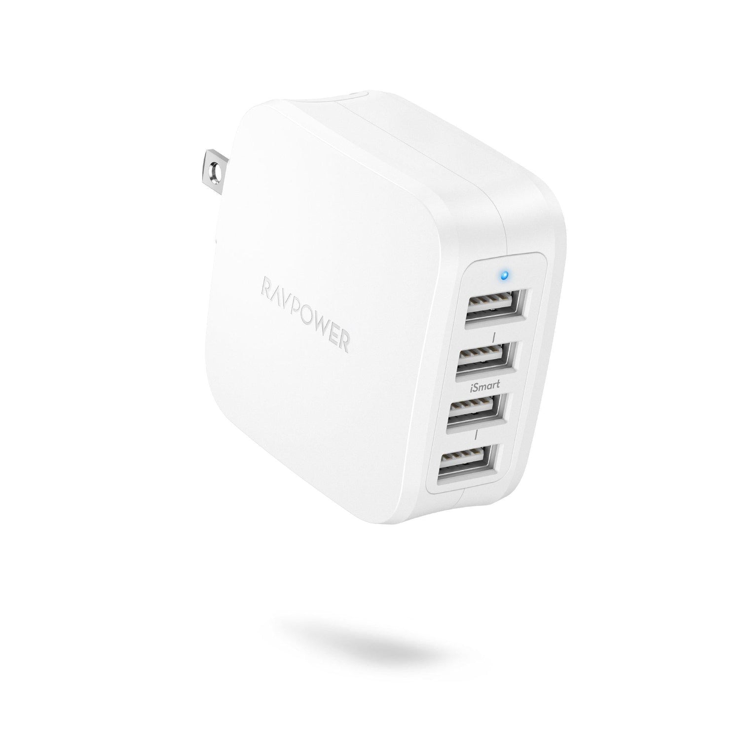 USB Wall Charger 40W 8A 4-Port with Foldable Plug, iPhone Charger-RAVPower