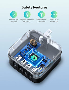 USB Wall Charger 40W 8A 4-Port with Foldable Plug, iPhone Charger-RAVPower