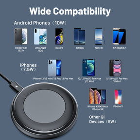 Fast Wireless Charger, RAVPower 10W Max Fast Charge Wireless Charging Pad with QC 3.0