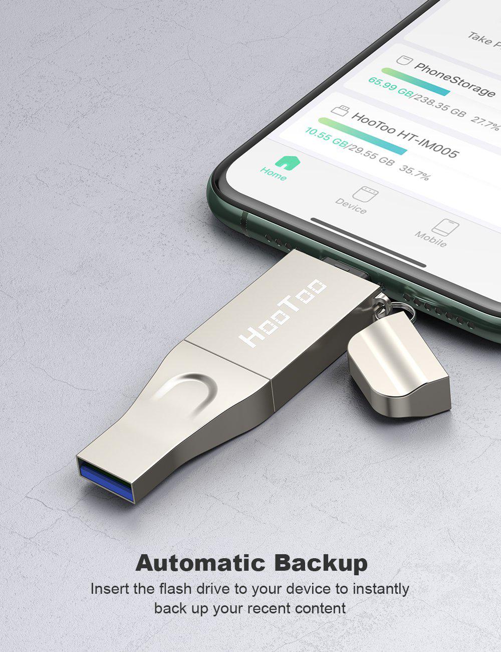 HooToo Flash Drive 3 in 1 Drive, USB 3.1 Memory Backup Stick