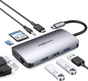 USB C Hub, 9-in-1 USB-C HUB Multiport Adapter with 4K HDMI