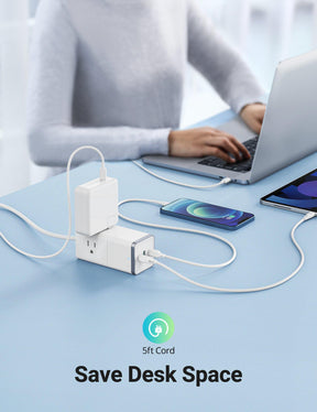 Pioneer 6-Port Power Strip, 3 AC Outlets, Flat Plug-RAVPower