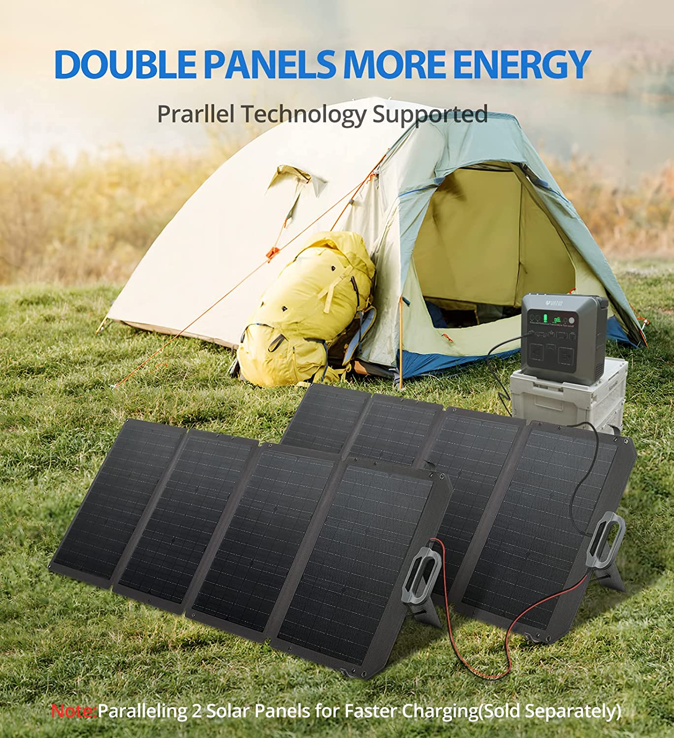 RAVPower VATID 120W Foldable Solar Panel Kit,Portable Solar Charger