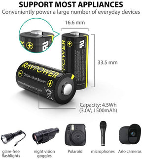 RAVPower CR123A 3V Lithium Battery-RAVPower