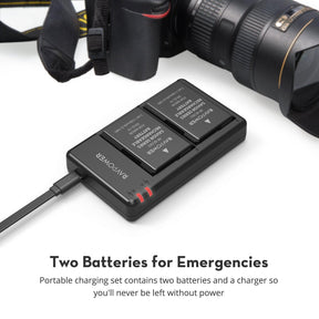 EN-EL14 EN EL14A Battery Charger & 2-Pack Rechargeable Li-ion Batteries Compatible with Nikon-RAVPower
