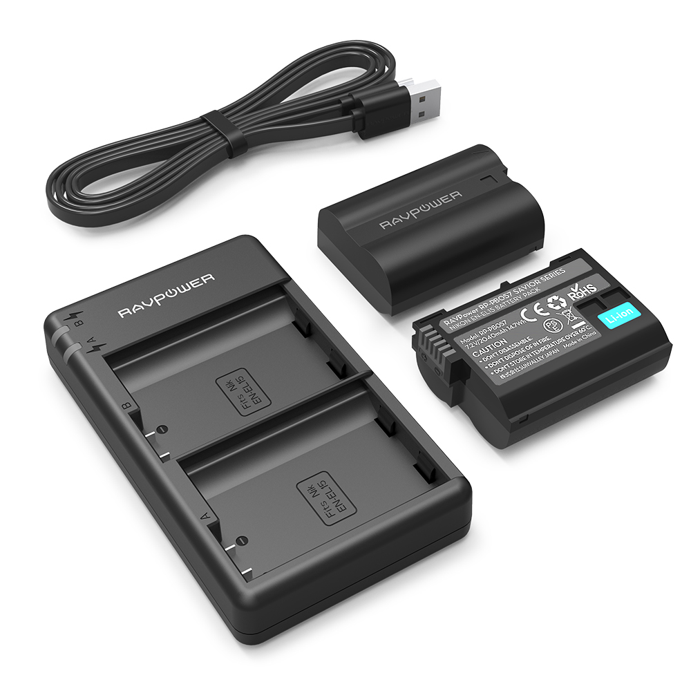 EN-EL15 EN EL15a Battery Charger Set Compatible with Nikon-RAVPower