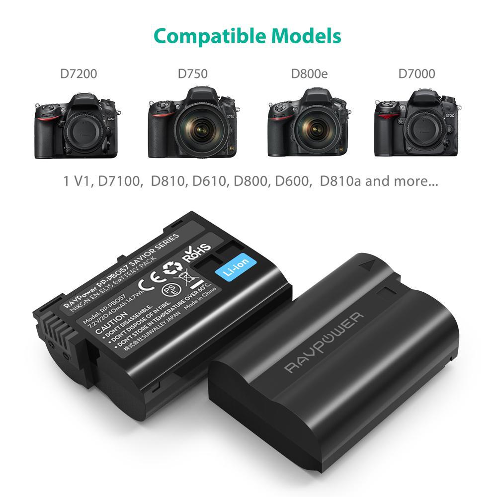 EN-EL15 EN EL15a Battery Charger Set Compatible with Nikon-RAVPower