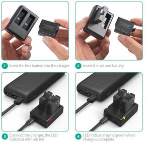 RAVPower RP-PB074 2-Pack Battery & Charger For GoPro HERO7 HERO6 HERO5 PB59