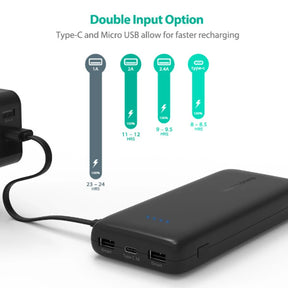 RAVPower RP-PB009 22000mAh Portable Power Bank Black