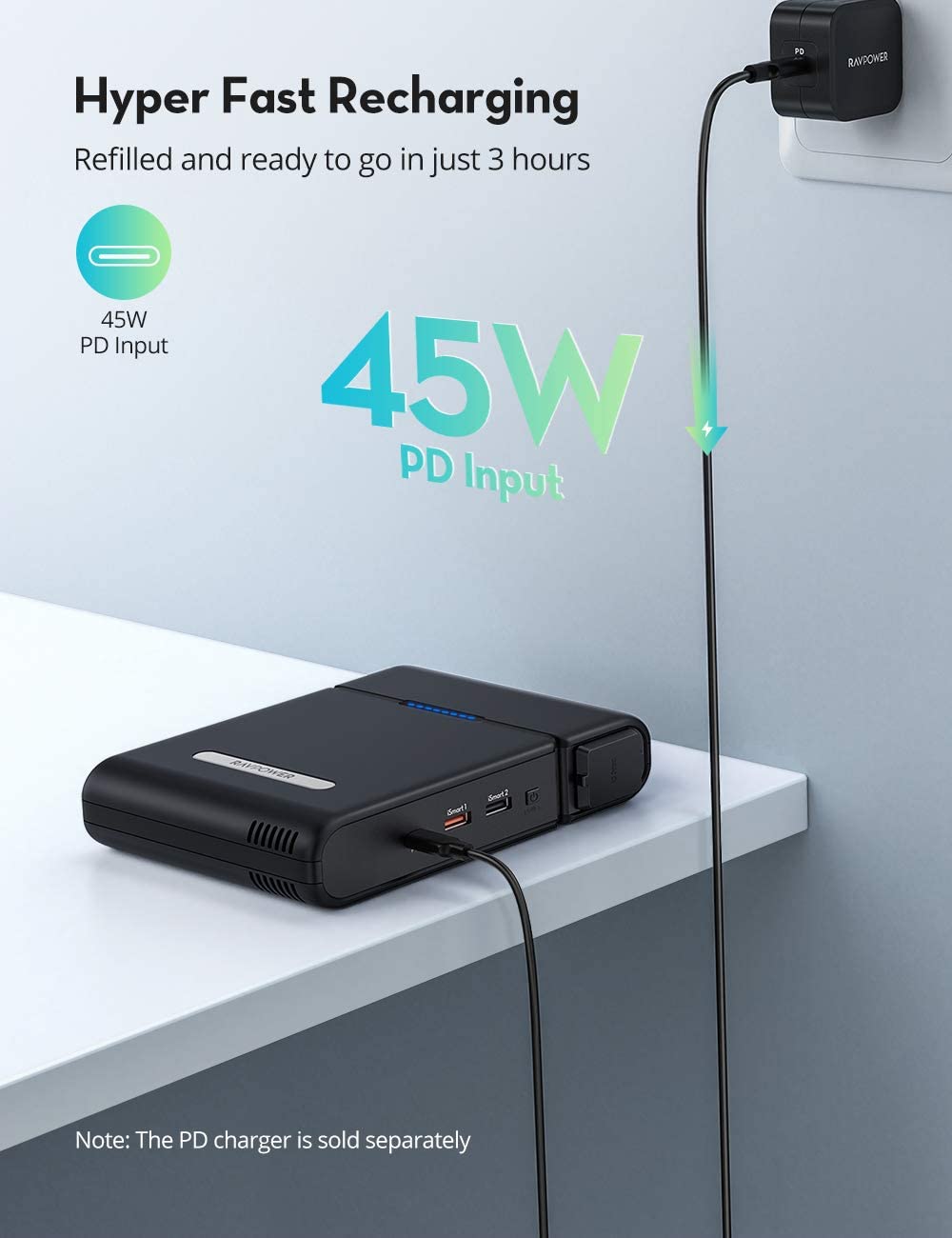 AC Power Bank 30000mAh 100W(150W max) AC Outlet-RAVPower
