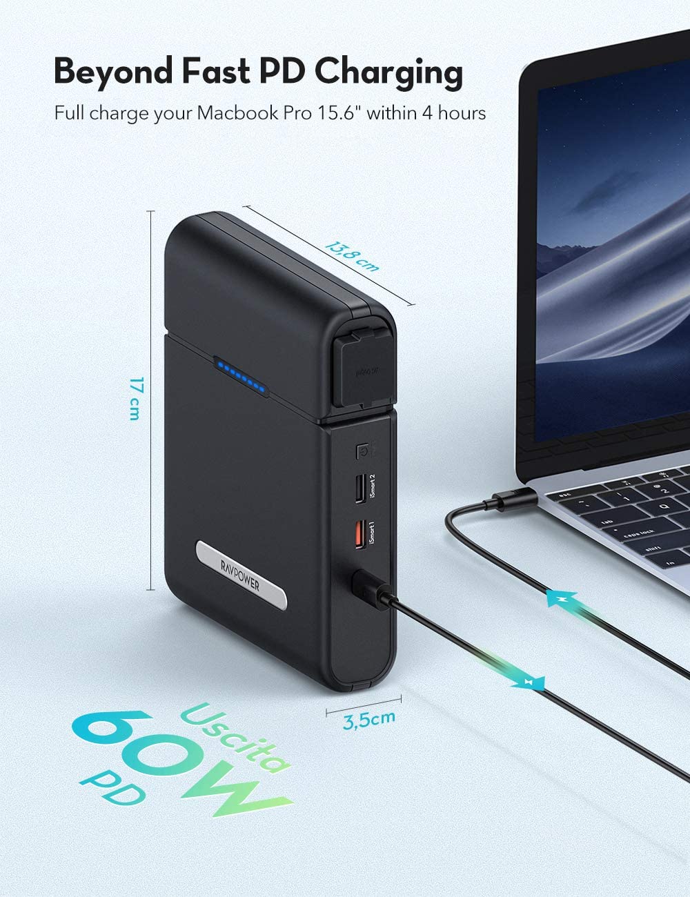 AC Power Bank 30000mAh 100W(150W max) AC Outlet-RAVPower