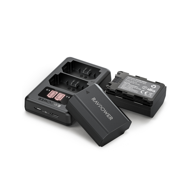 RAVPower NPFZ100 2040mAh Camera Battery Charger Set for Sony
