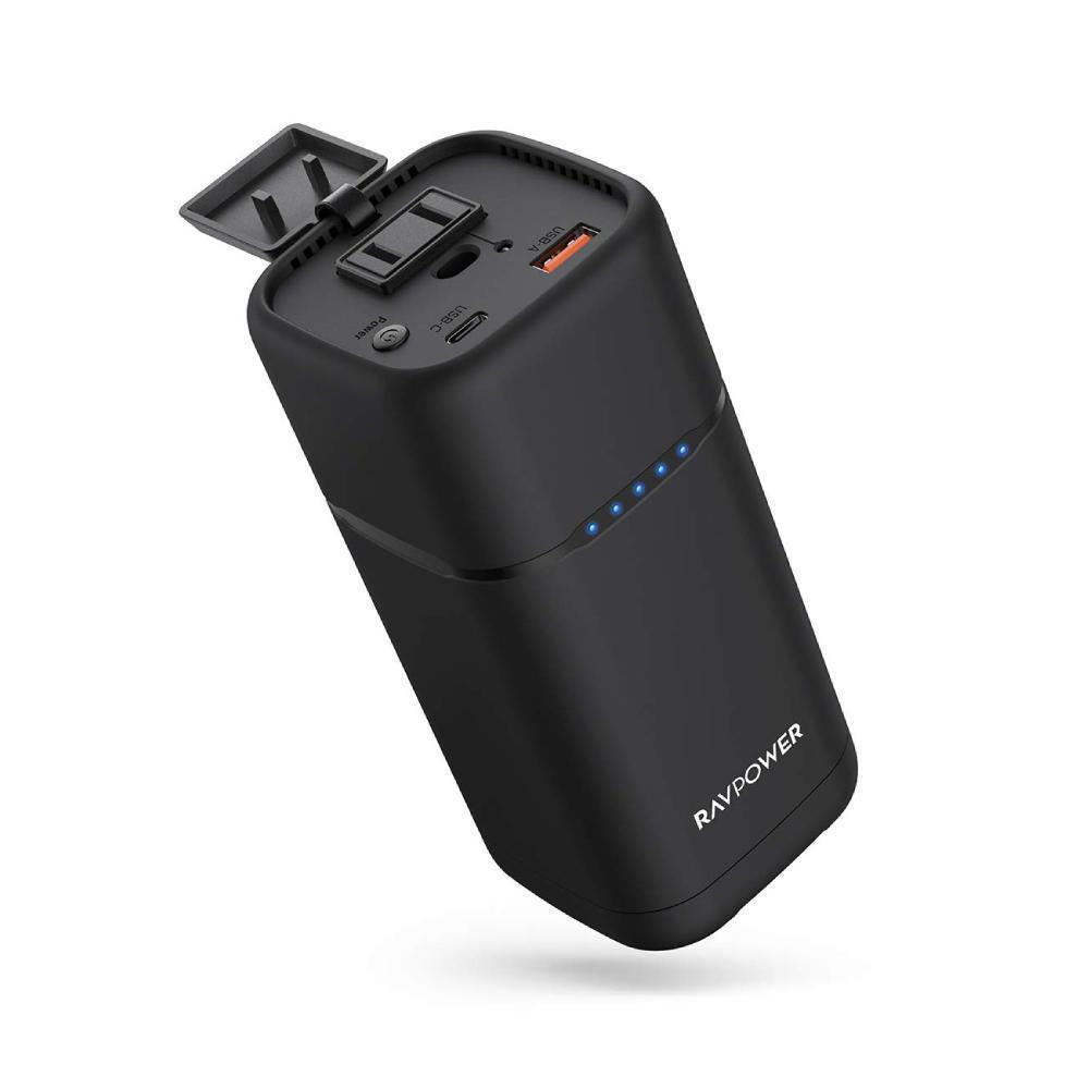 RAVPower 70W Power Bank, 20,000 mAh, 2 Type-C ports and 2 USB-A ports -  Black - الدهماني للاتصالات Aldahmani Telecom