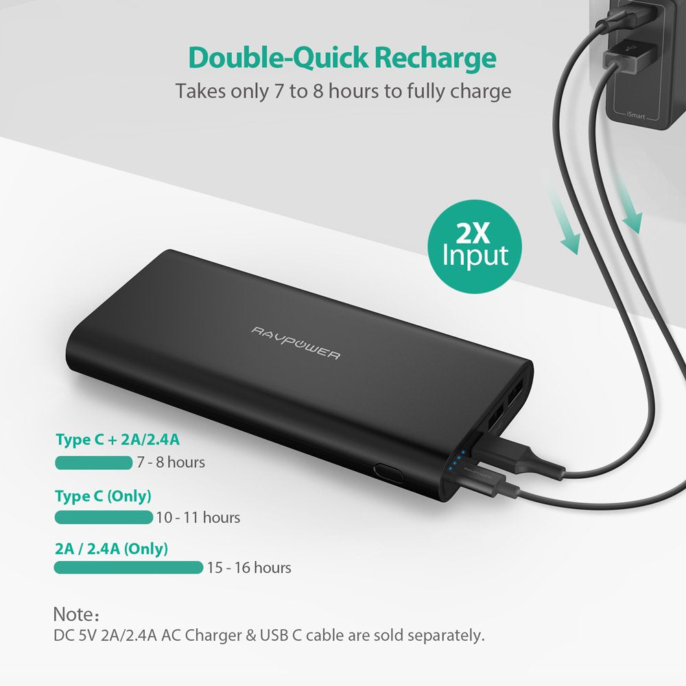 RAVPower USB C Charger Power Bank USB Phone Charger