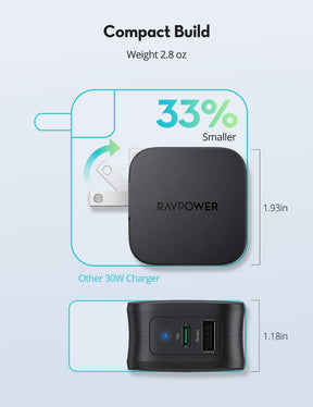 iPhone12 PD Pioneer 30W USB C Wall Charger Dual Port-RAVPower